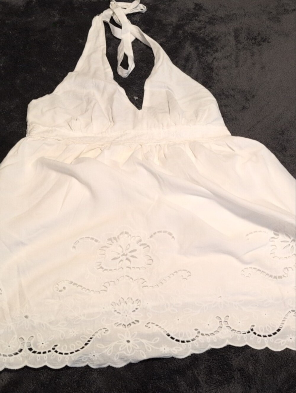 Women's Large White Eyelet Halter Sleepwear Top By Wild Fable